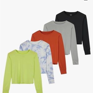 (5) real essentials activewear long sleeve tops